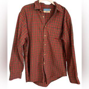 Coronel Tapiocca Men’s Red Plaid Cotton Button Down Shirt Size Large